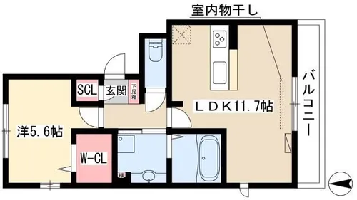 ルミエールこがねⅡB棟【1階】の間取り