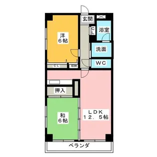 2LDKの間取り画像