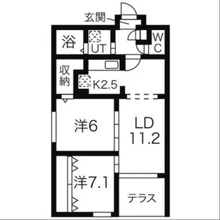 グランドサクセス平岸2条【405号室】の間取り