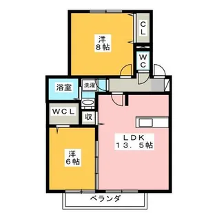 2LDKの間取り画像