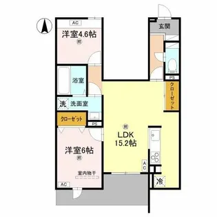 ウエスタンハイツ19【1階】の間取り