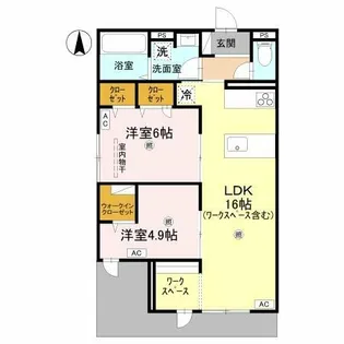 ウエスタンハイツ19【1階】の間取り
