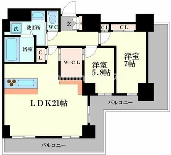 キングマンション堂島川【16階】の間取り