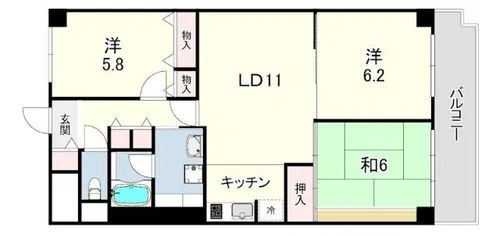 ドルミハイツ垂水A棟【4階】の間取り