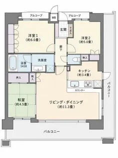 ザ・パークハウス新福島【607号室】の間取り