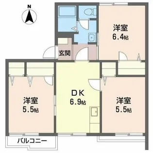 タウニィ高松B棟【2階】の間取り