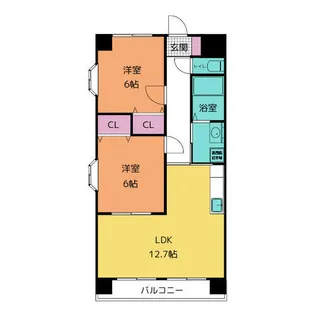 2LDKの間取り画像