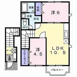 プラムール Ⅱ番館【2階】の間取り