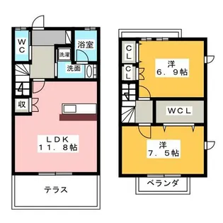 愛知県名古屋市千種区桜が丘【テラスハウス】の間取り