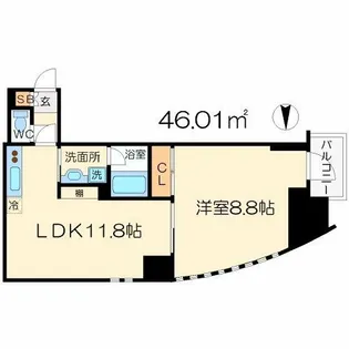 プレサンスNEO中之島公園【6階】の間取り
