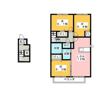 パストラル八田 B棟【2階】の間取り