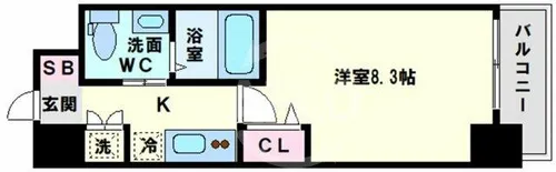 ディナスティ玉造【9階】の間取り