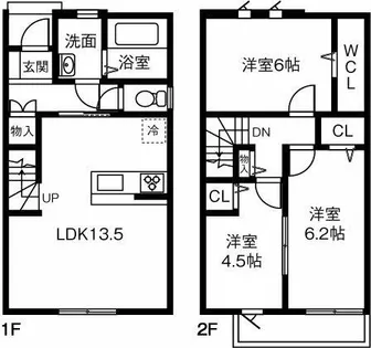愛知県一宮市森本2丁目【テラスハウス】の間取り