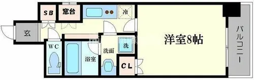 アンビエンテ四ツ橋【9階】の間取り