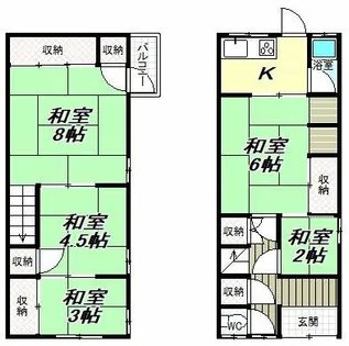 大阪府松原市立部3丁目【テラスハウス】の間取り