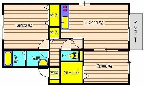 ラフィーネ二ツ屋【201号室】の間取り