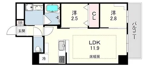 アーバネックス塚口【8階】の間取り