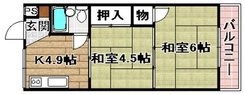 高槻ローズハイツA棟【4階】の間取り