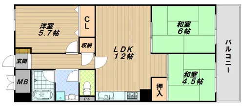 兵庫県明石市大蔵八幡町【マンション】の間取り
