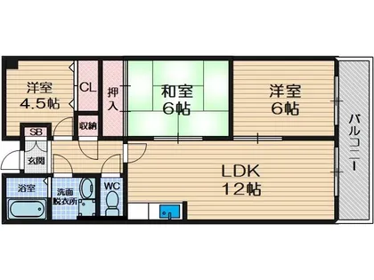Jクレスト南茨木マンション【4階】の間取り