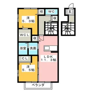 クリーンハイツ砂島 B棟【2階】の間取り