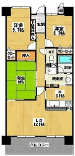 バンベールつつじが丘【503号室】の間取り