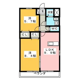 2LDKの間取り画像