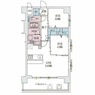 スプランディッド天王寺SOUTH【2階】の間取り