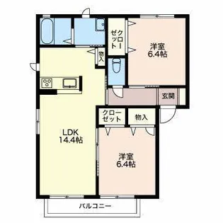 CHEZ MOI(Ⅱ) B【2階】の間取り