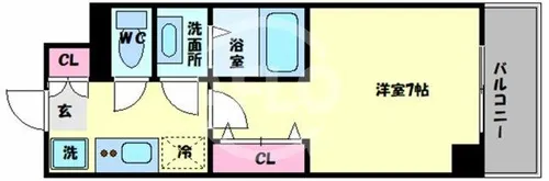 グランパシフィック難波南【2階】の間取り