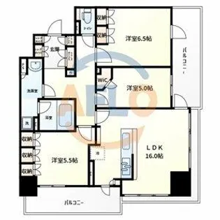メトライズタワー大阪上本町【26階】の間取り
