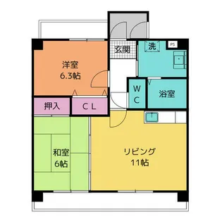 オーキッドマンション柱町【5階】の間取り