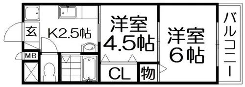 ベレール岡山手【2階】の間取り