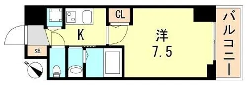 セレニテ神戸元町クレア【5階】の間取り