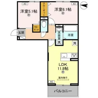 2LDKの間取り画像