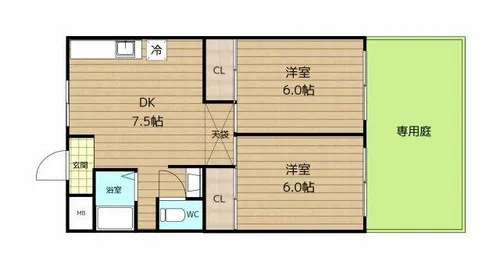 直井ハイツ【1階】の間取り