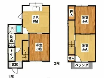 タウンハウス川花【B号室】の間取り