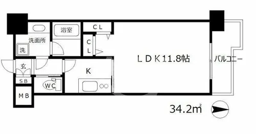 グランシス天満橋【2階】の間取り