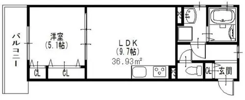 クリエオーレ巽北【3階】の間取り