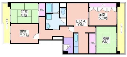 南港コープうしお24号棟【13階】の間取り