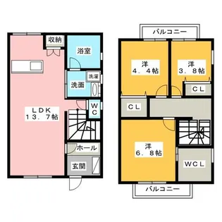 長久手ハイツクローバー South【1階】の間取り