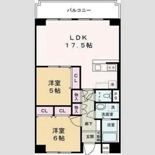 アルコ・ラ・カーサ佃町Ⅱ【6階】の間取り