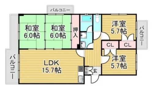 福岡県那珂川市道善1丁目【マンション】の間取り