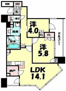 パークタワー北浜【5階】の間取り