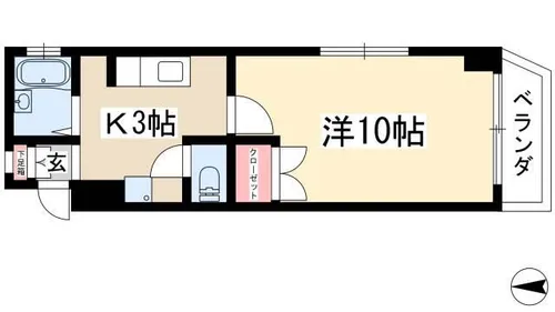 KⅡ-OKASAN B【403号室】の間取り