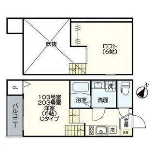 ジュネス明治【203号室】の間取り