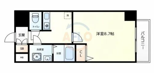 ジュネーゼグラン弁天町【8階】の間取り