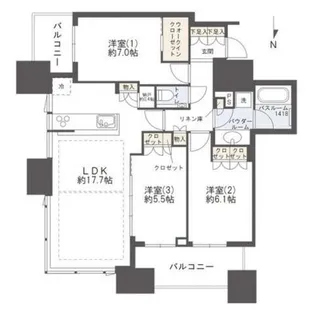 シティタワー大阪本町【3616号室】の間取り