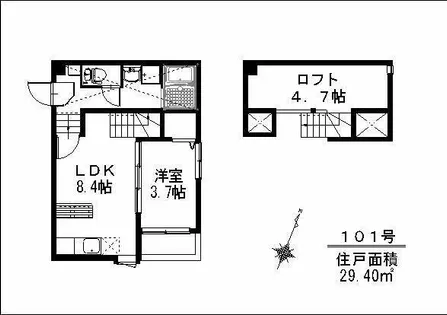 ベイコート姪浜【1階】の間取り