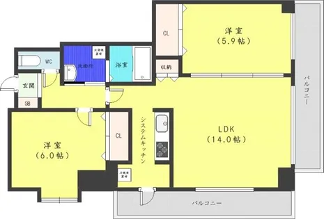 第10旭レジデンス【5階】の間取り